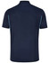 A navy blue men's polo shirt with short sleeves and contrasting light blue side accents. Features a logo.