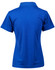 A blue ladies' short-sleeve polo shirt featuring a collar and a plain back. It has a logo at the back.