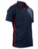 Men's rapid cool short sleeve polo in navy with red contrast stripes. Features a logo on the chest.