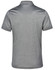 A grey short sleeve polo shirt featuring a smooth fabric texture and a collar, with a logo on the back.