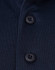 A navy blue polo shirt featuring black buttons and a clean, textured fabric. It has a logo on the garment.