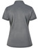 A grey ladies' sustainable poly/cotton short-sleeve polo shirt with a back view and a logo.