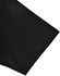 A close-up view of a black polo shirt sleeve featuring a contrast trim and a logo.
