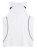 A white men's singlet with black accents and a logo. It features a sporty design and breathable fabric.