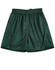 Dark green adults' soccer shorts with an elastic waistband and a logo. Ideal for sports uniforms.