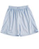 Light blue kids’ soccer shorts with an elastic waistband and a logo on the front.