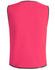 A pink kid’s safety vest with grey edges, designed as part of safety wear uniforms, featuring a simple design and no front embellishments.