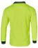 A long-sleeved, high-visibility polo shirt in bright yellow with navy accents and a branded logo.