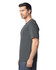 A grey Gildan Performance adult T-shirt displayed on a male model, featuring a logo on the shirt.