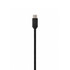 A black charging cable with a USB-C connector, featuring a durable braided design and a logo on the connector.