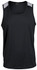 A black men's singlet featuring grey panel accents on the shoulders and a logo.