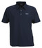 A navy polo shirt with a collar, short sleeves, and a logo on the chest.