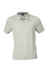 A light grey polo shirt with a collar and three-button placket, featuring a tag on the side.