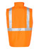 A bright orange reversible safety vest featuring reflective silver hoop patterns and a collar.