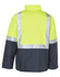 A hi-vis two-tone rainproof quilted safety jacket in bright yellow and navy, featuring reflective 3M tape accents.