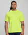 A hi-vis mini waffle safety tee in bright orange worn by two people in a workshop setting. Features a logo.