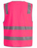 A bright pink safety vest with grey shoulder reflective tapes, designed for high visibility and safety.
