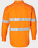 A men's long-sleeve drill shirt in high-visibility orange, featuring reflective 3M tape stripes.