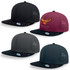 Four caps in black, grey, and dark green, featuring a logo on a maroon front panel and perforated designs.