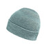 A green knit beanie with a folded cuff and a textured finish, featuring a small logo.