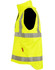 A high-visibility yellow safety jacket featuring reflective stripes and a zippered front, designed for safety wear.