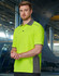 A bright yellow and grey short-sleeve polo shirt with a pocket, designed for workwear applications.