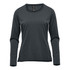 A dark green long sleeve tee with a round neck and a logo on the tag. Suitable for casual wear.