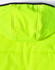A bright yellow quilted safety jacket featuring a black collar and hood. It has a smooth finish.