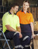 A unisex high-visibility bamboo charcoal short-sleeve polo in fluorescent yellow and orange, featuring a pocket.