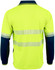 A long-sleeved unisex polo shirt in high visibility yellow with navy blue sleeves and reflective stripes.