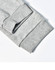 A close-up of grey poly/cotton terry sweat pant cuffs featuring ribbed texture and stitching details.