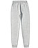 Grey poly/cotton terry sweat pants with an elastic waistband and a back pocket. Features a logo detail.