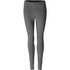 A pair of women's leggings in a dark grey tone with a high waistband. Features a logo on the leg.