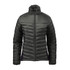 A women's thermal jacket in dark green with a zippered front and a fitted design, featuring a logo.