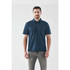 A men's polo shirt in navy blue, featuring a collared neckline and short sleeves. Includes a logo.