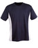 A navy and white kids' short-sleeve contrast tee with a logo. Suitable for casual wear or sports activities.