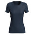 A navy blue women's active sports T-shirt with a fitted design and short sleeves. It features a logo.