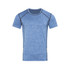 A blue men's recycled sports T-shirt with a fitted design and contrasting black seams. It features a logo.
