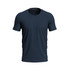 A navy blue crew neck t-shirt with short sleeves and a fitted design. Features a logo.
