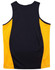 A men's singlet featuring a navy body with vibrant yellow contrast panels and a branded logo.