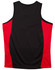 A black and red kids' singlet featuring contrast mesh panels and a simple design. It has a logo on the side.