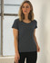 A fitted ladies' short-sleeve tee in cool heather grey, featuring a simple design and a rounded neckline.