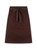 A brown waist apron featuring a tie waist and front pockets, with a simple design and visible branding.