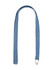A denim blue strap with a metal clip, designed for attaching to an apron or similar garment.