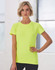 A fitted ladies' t-shirt in bright yellow, featuring short sleeves and a subtle logo.