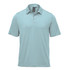 A light blue polo shirt with a collar and three buttons, featuring a small logo on the chest.