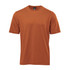 A brown men's t-shirt with short sleeves and a round neckline, featuring a logo on the label.