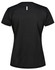 A black ladies' short-sleeve performance T-shirt, featuring a back keyhole detail and a logo.