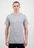 A grey short sleeve men's t-shirt with a crew neck and a simple design, featuring a logo.
