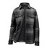 A Women's plaid jacket featuring a black and grey pattern with a sherpa lining, button-up front, and chest pockets.